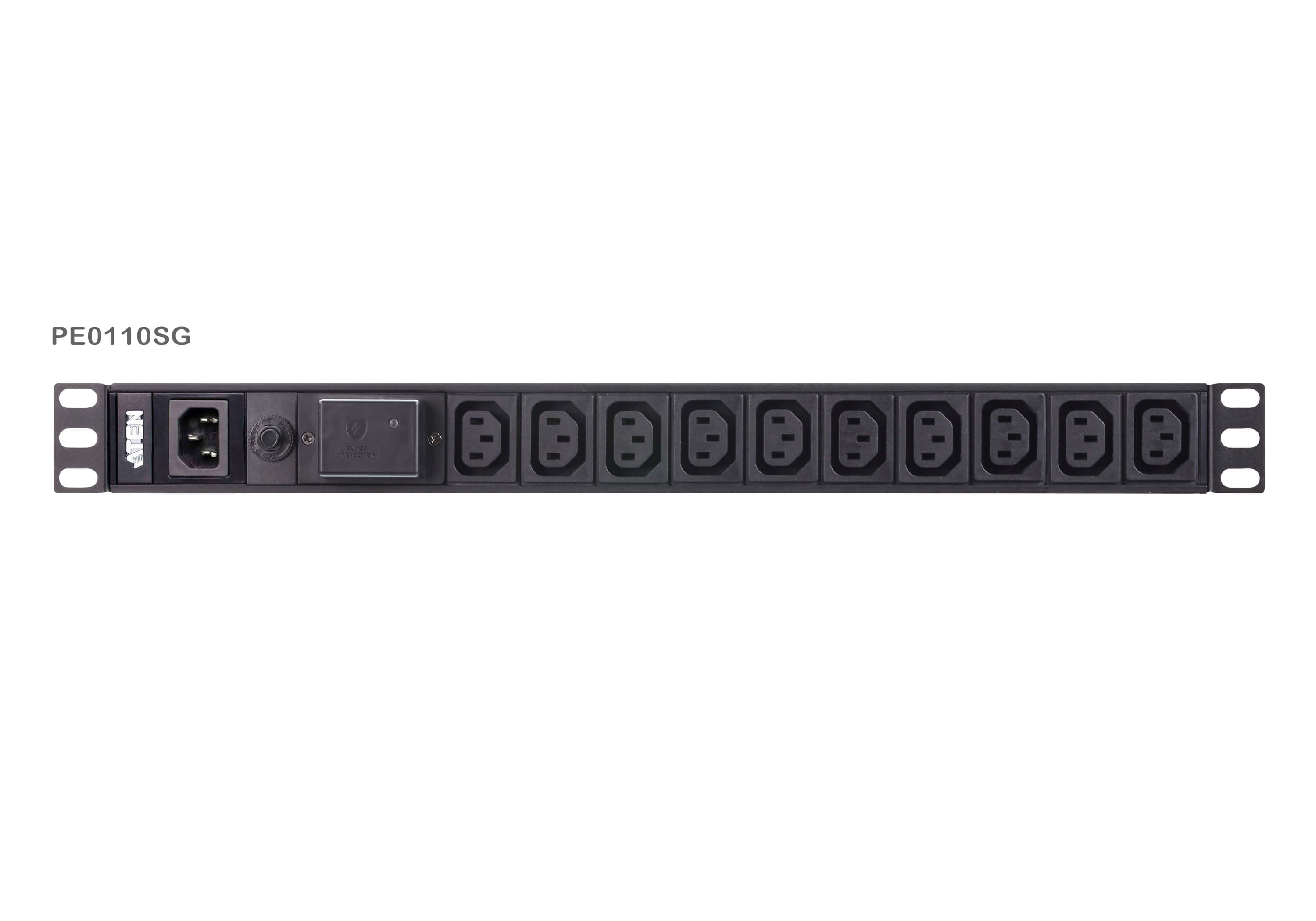 Aten 10 Port 1U Basic PDU with Surge Protection, supports 10A with 10 IEC C13 outputs Aten 10 Port 1U Basic PDU with Surge Protection, supports 10A with 10 IEC C13 outputs